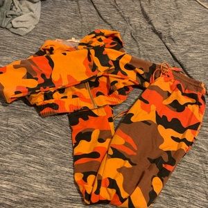 Orange Camo Pants Set